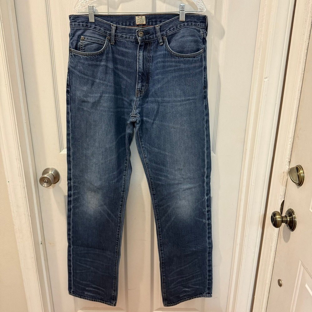 J. Crew Men 35W 36L (34) Straight Leg Denim Blue Jeans Cotton Casual Work (READ)